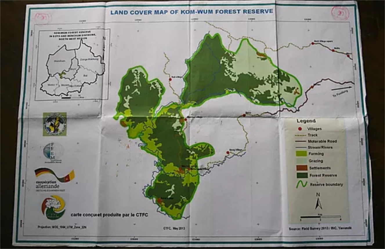 <h3)Map of the Kom-Wum Forest Reserve</h3>